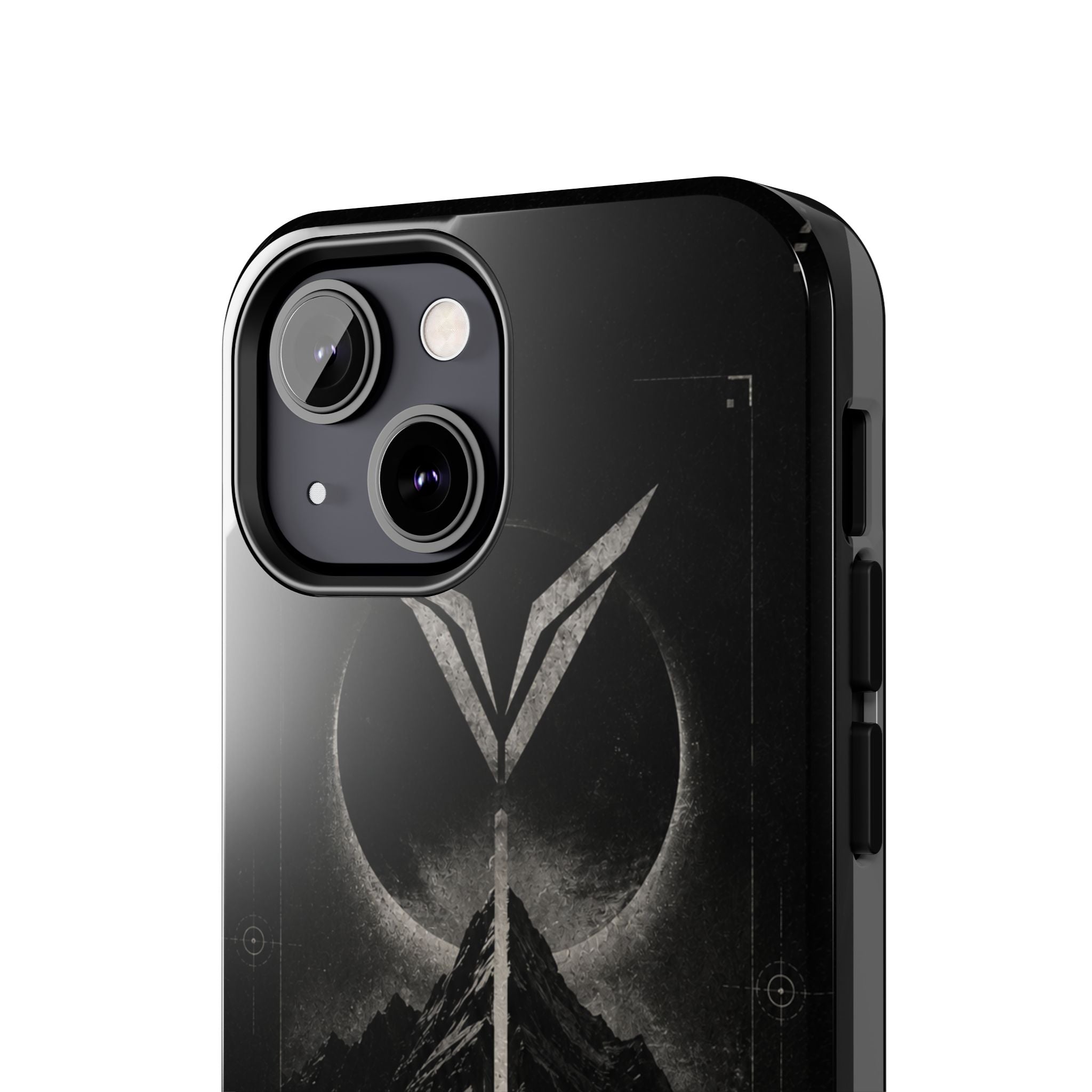 Vyorin Mountain Emblem Tough Phone Case — Dark Sci‑Fi Protection