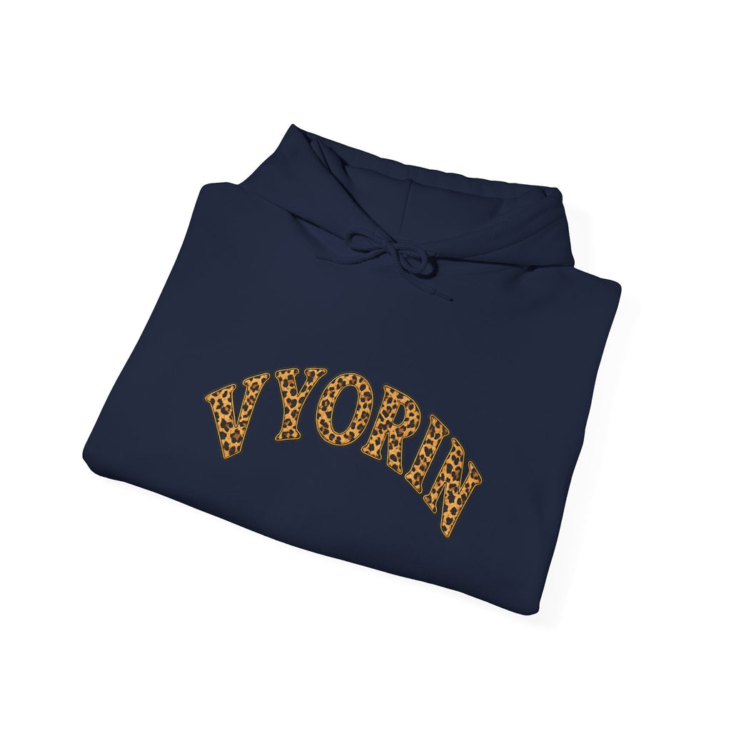Vyorn Leopard Arch Hoodie — Vintage Animal Print Logo Sweatshirt