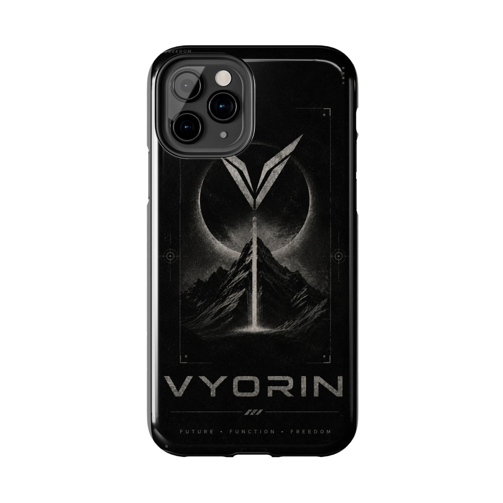 Vyorin Mountain Emblem Tough Phone Case — Dark Sci‑Fi Protection