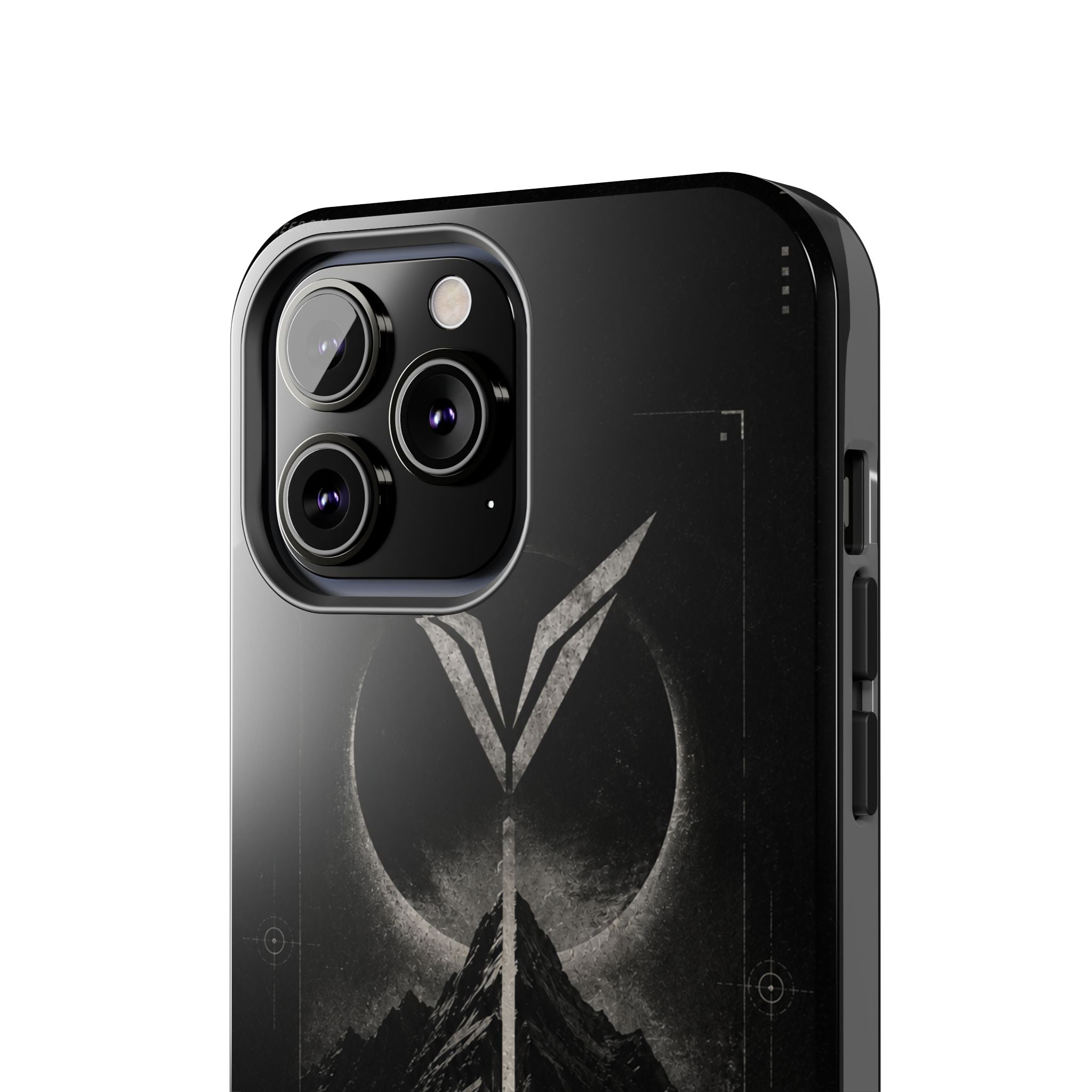 Vyorin Mountain Emblem Tough Phone Case — Dark Sci‑Fi Protection