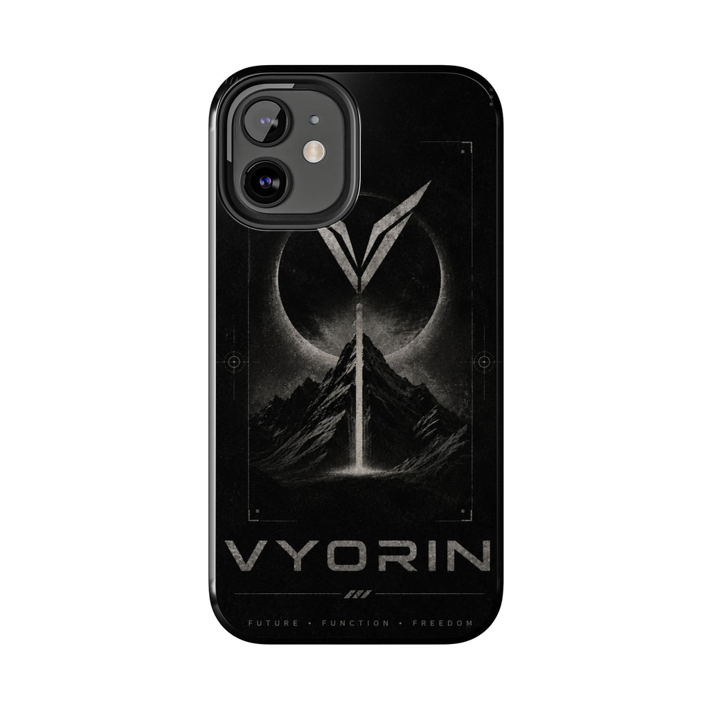 Vyorin Mountain Emblem Tough Phone Case — Dark Sci‑Fi Protection