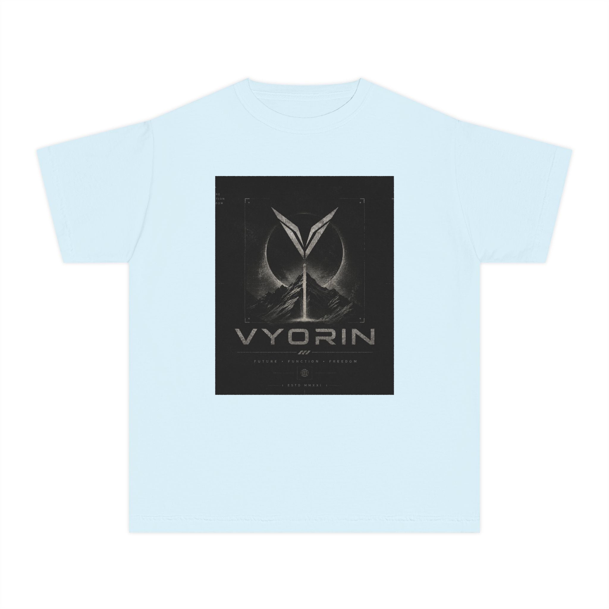 Vyorin Logo Youth Tee — Dark Sci‑Fi Emblem Graphic Shirt