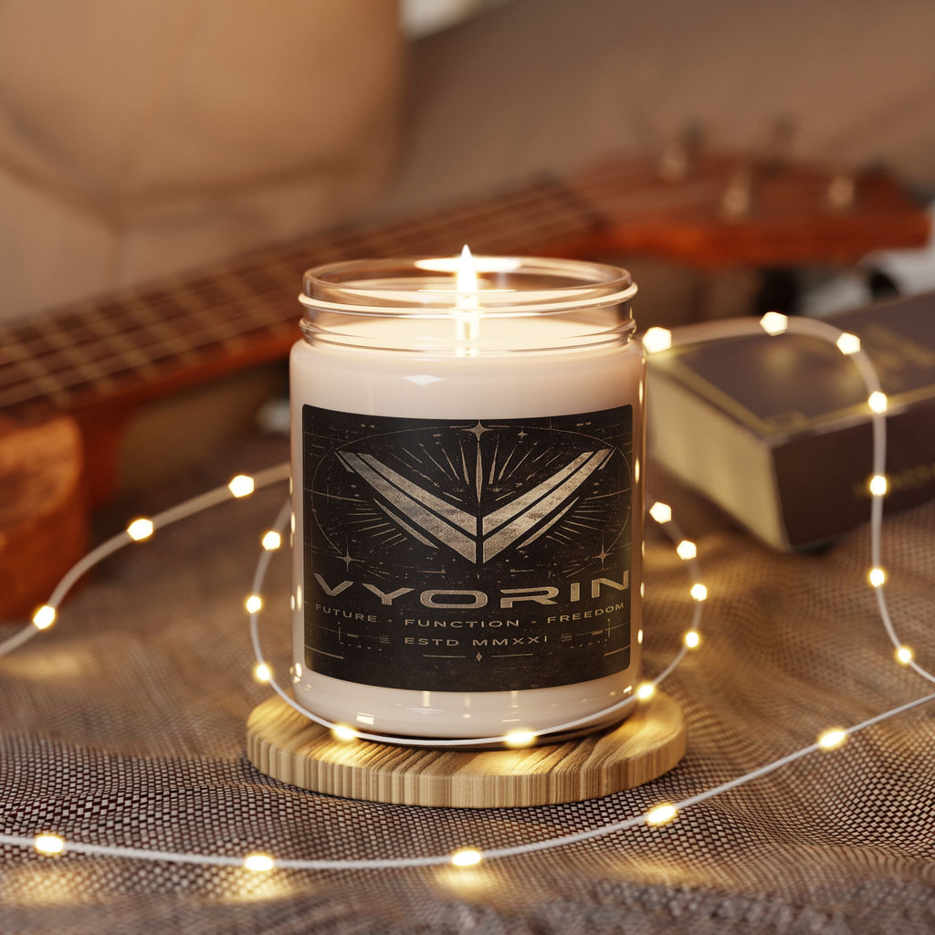 Candle — Vyorin Logo Scented Soy Candle (9 oz) — Clean, Herbal Fragrance for Home & Gifts