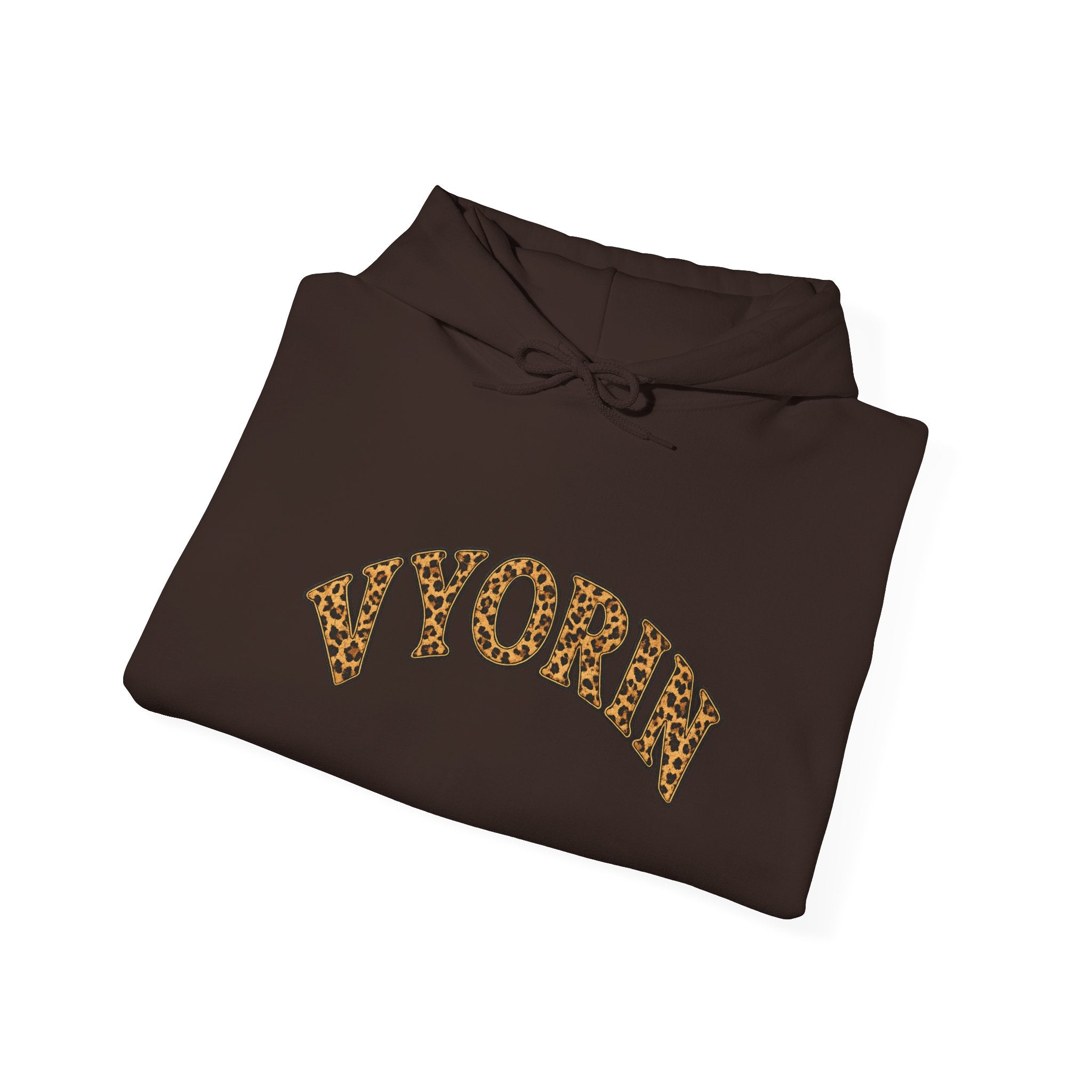 Vyorn Leopard Arch Hoodie — Vintage Animal Print Logo Sweatshirt