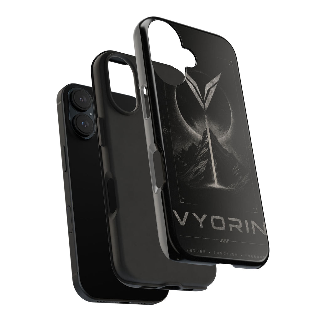 Vyorin Mountain Emblem Tough Phone Case — Dark Sci‑Fi Protection