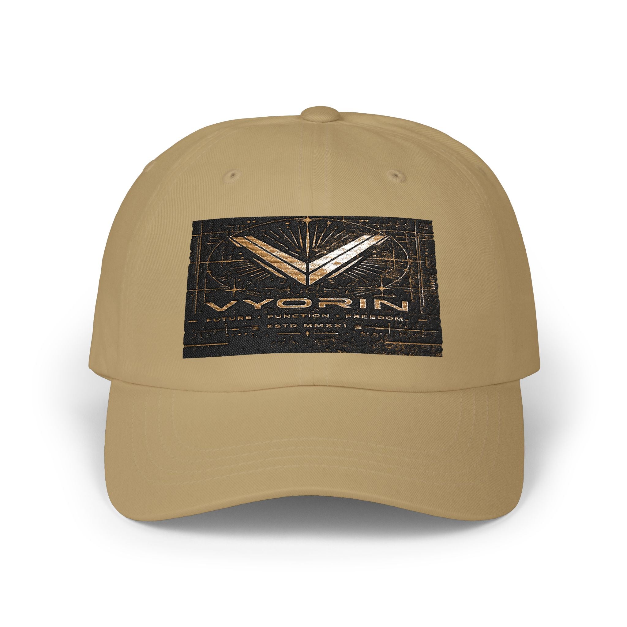 Classic Dad Cap with Vintage Gold 'VWORKIN' Patch – Casual Baseball Hat
