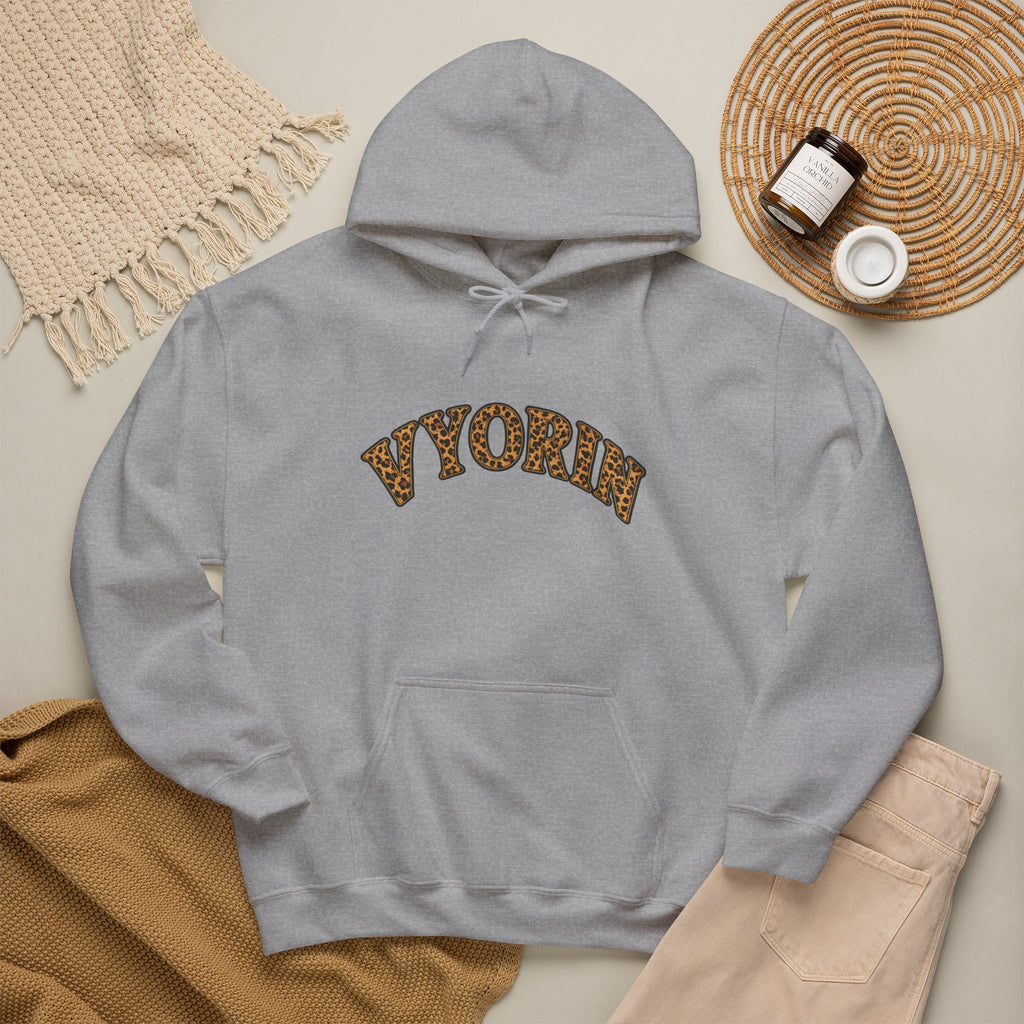 Vyorn Leopard Arch Hoodie — Vintage Animal Print Logo Sweatshirt
