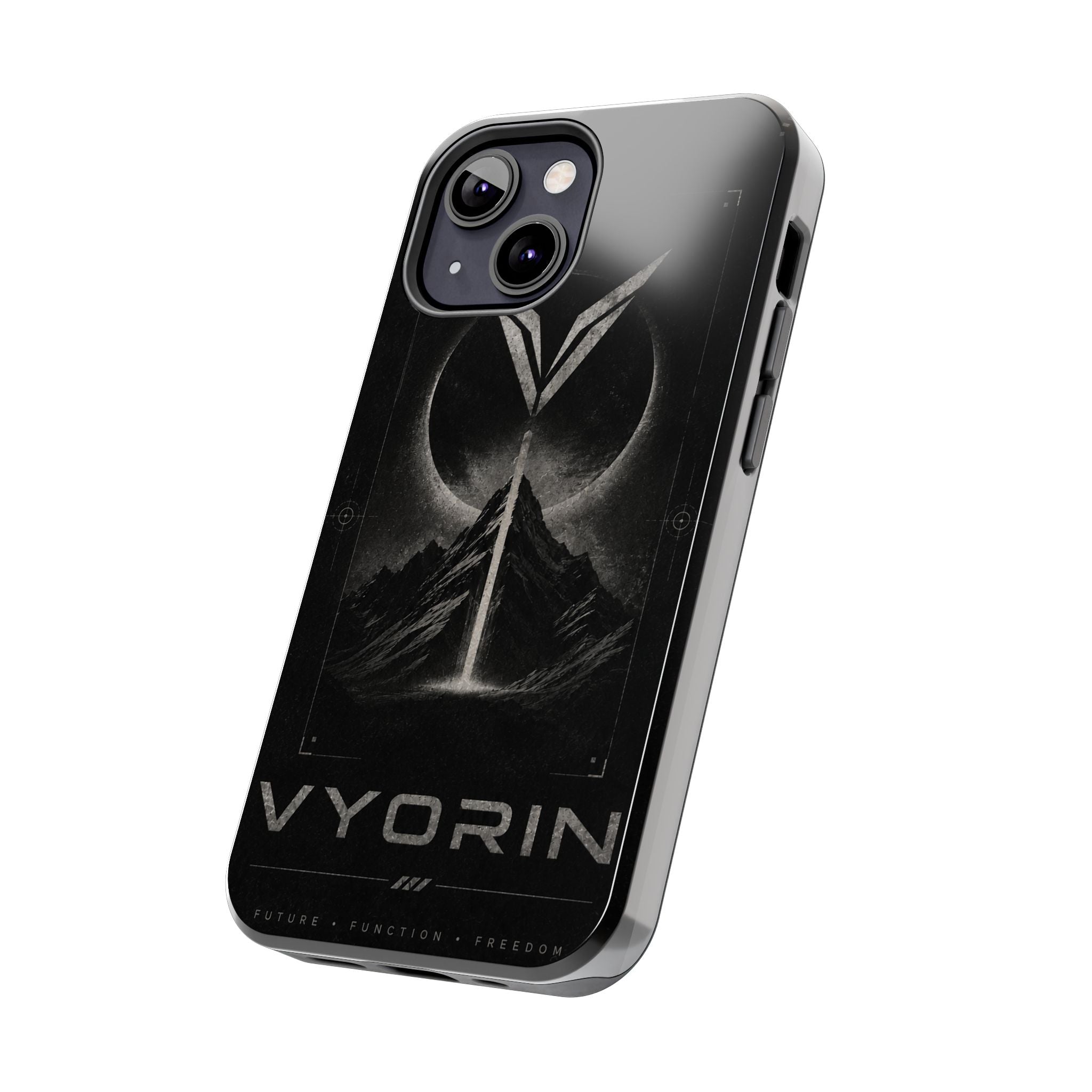 Vyorin Mountain Emblem Tough Phone Case — Dark Sci‑Fi Protection