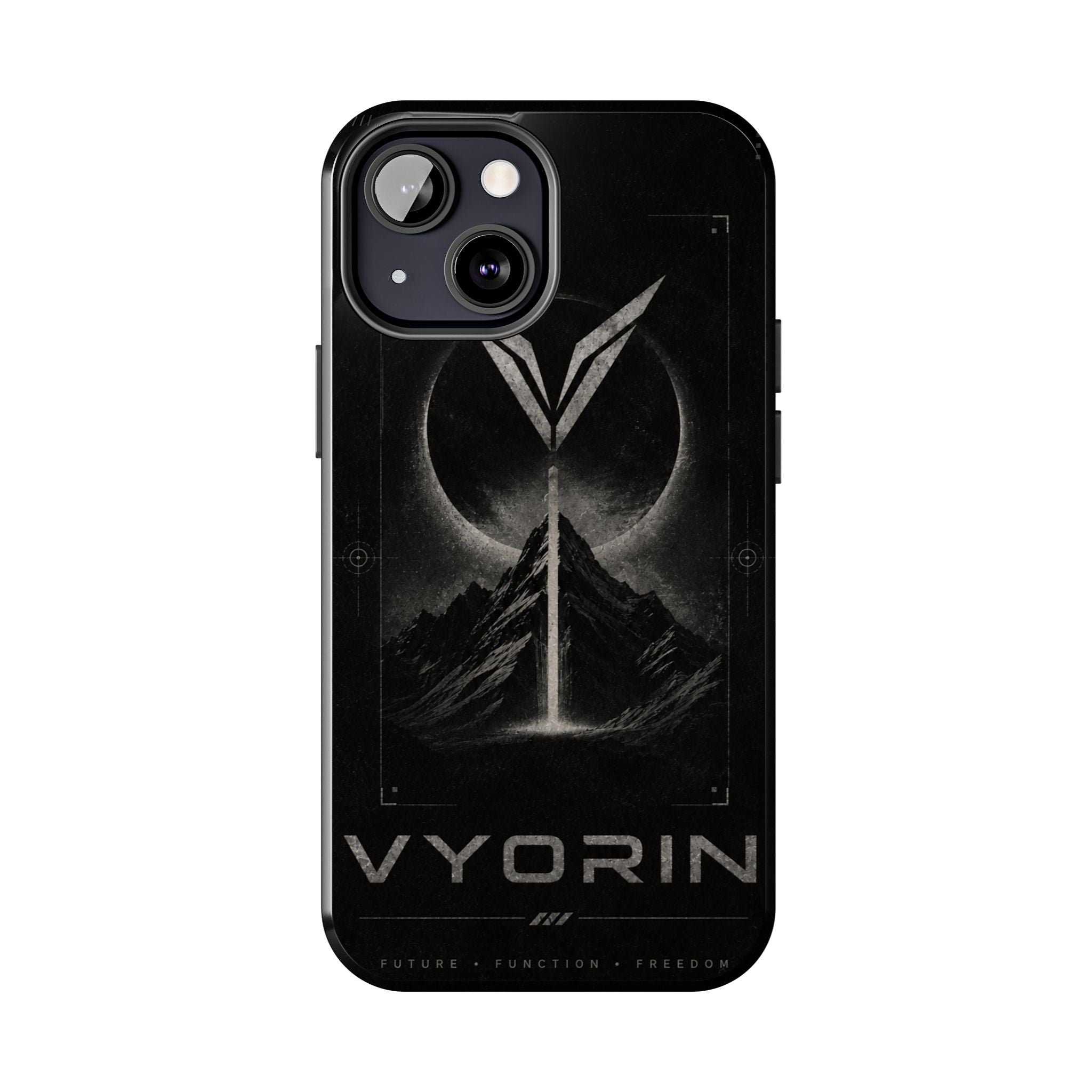 Vyorin Mountain Emblem Tough Phone Case — Dark Sci‑Fi Protection