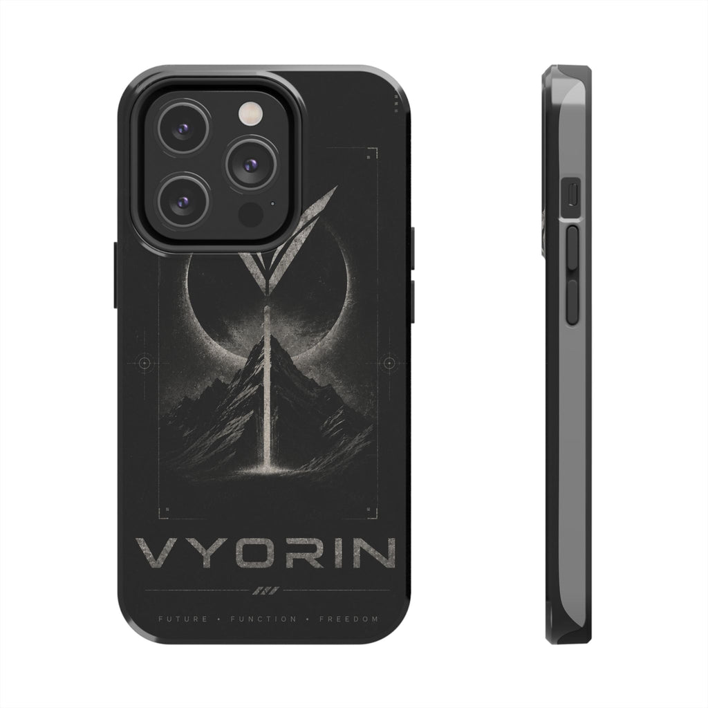 Vyorin Mountain Emblem Tough Phone Case — Dark Sci‑Fi Protection