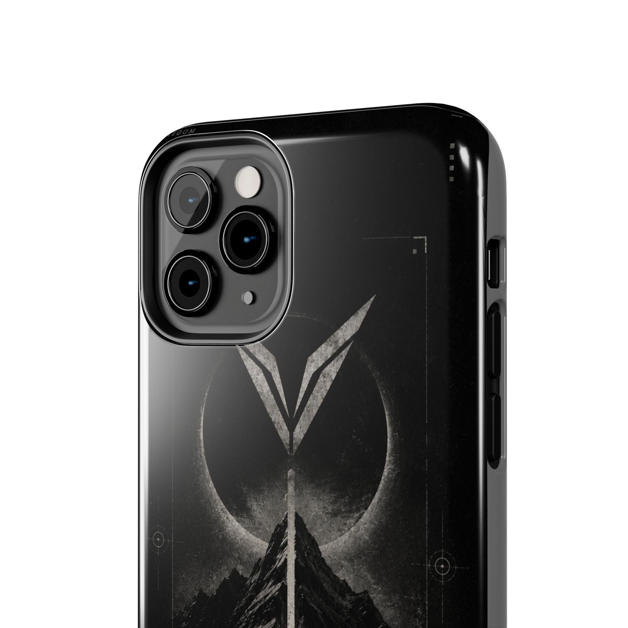 Vyorin Mountain Emblem Tough Phone Case — Dark Sci‑Fi Protection
