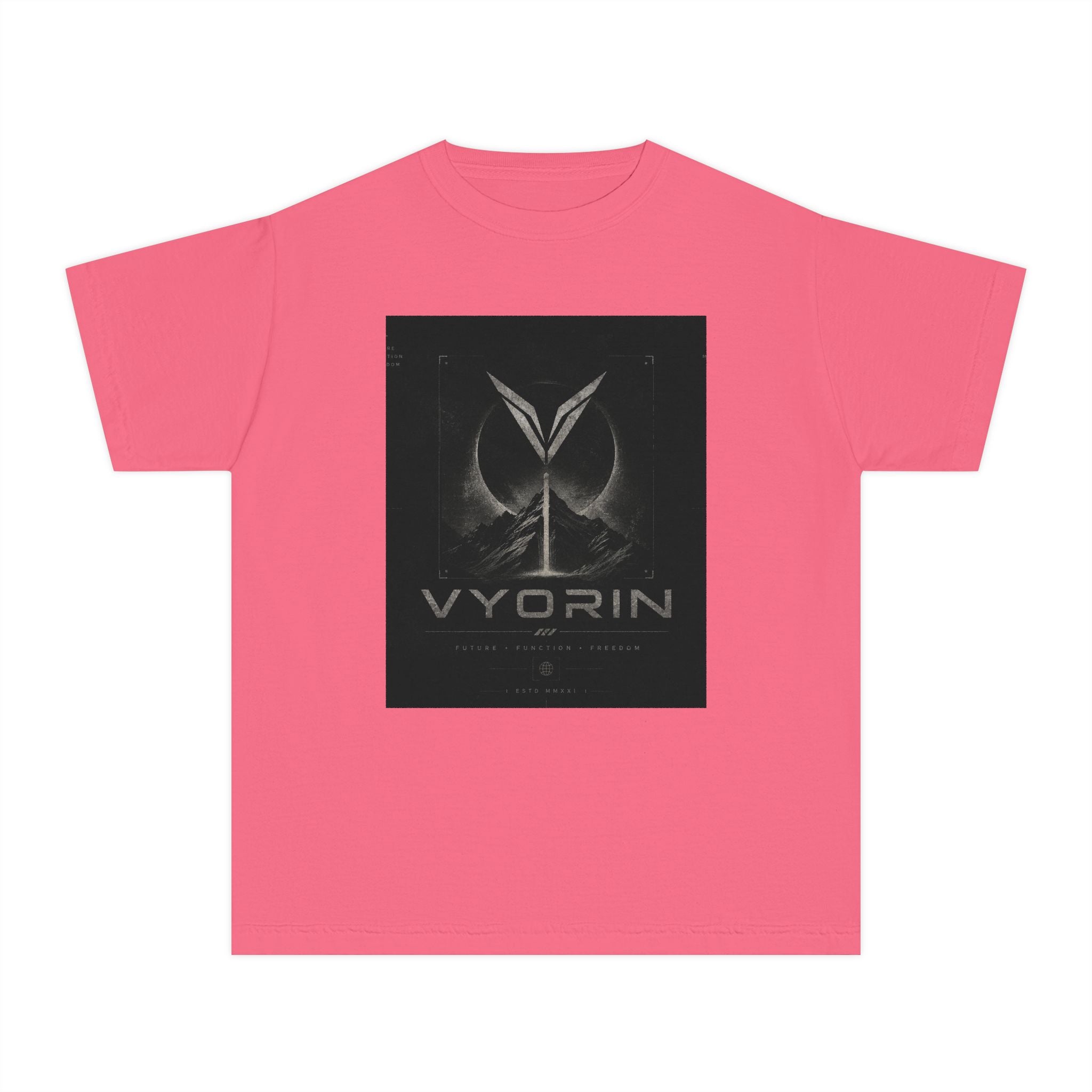 Vyorin Logo Youth Tee — Dark Sci‑Fi Emblem Graphic Shirt