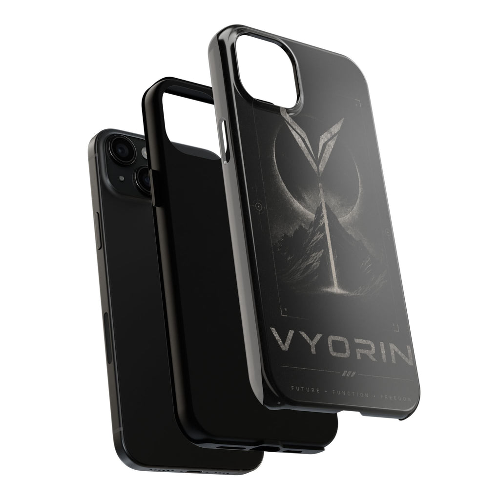 Vyorin Mountain Emblem Tough Phone Case — Dark Sci‑Fi Protection