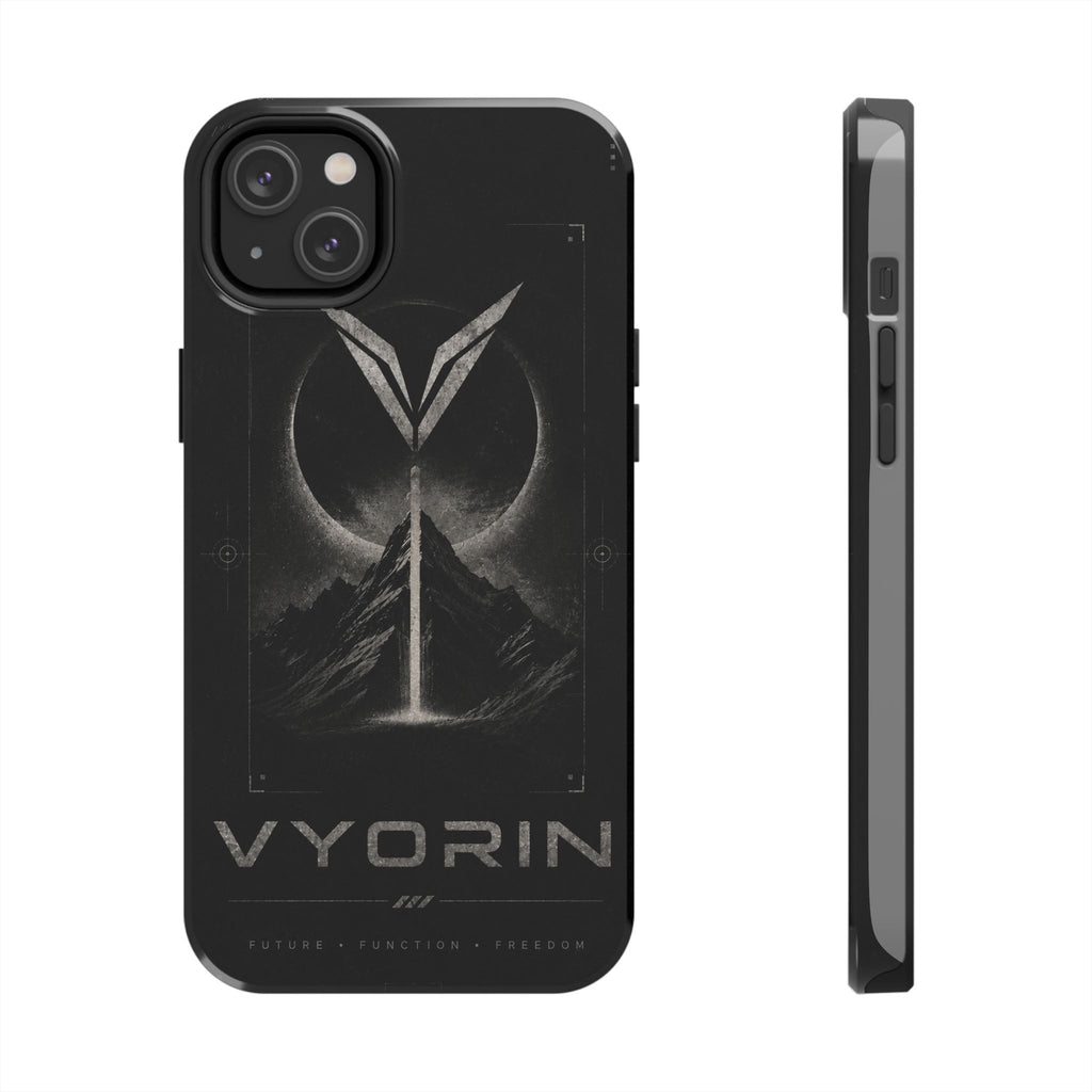 Vyorin Mountain Emblem Tough Phone Case — Dark Sci‑Fi Protection
