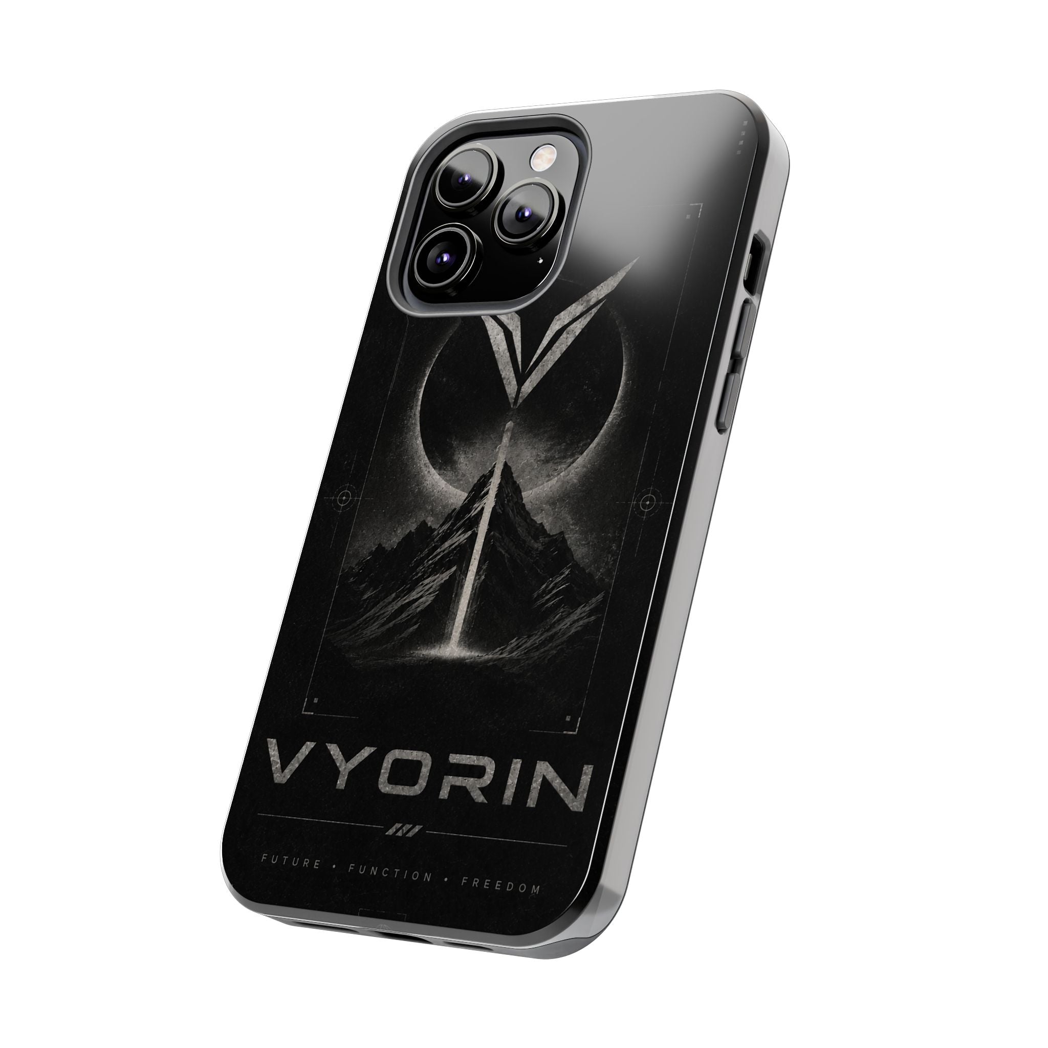 Vyorin Mountain Emblem Tough Phone Case — Dark Sci‑Fi Protection