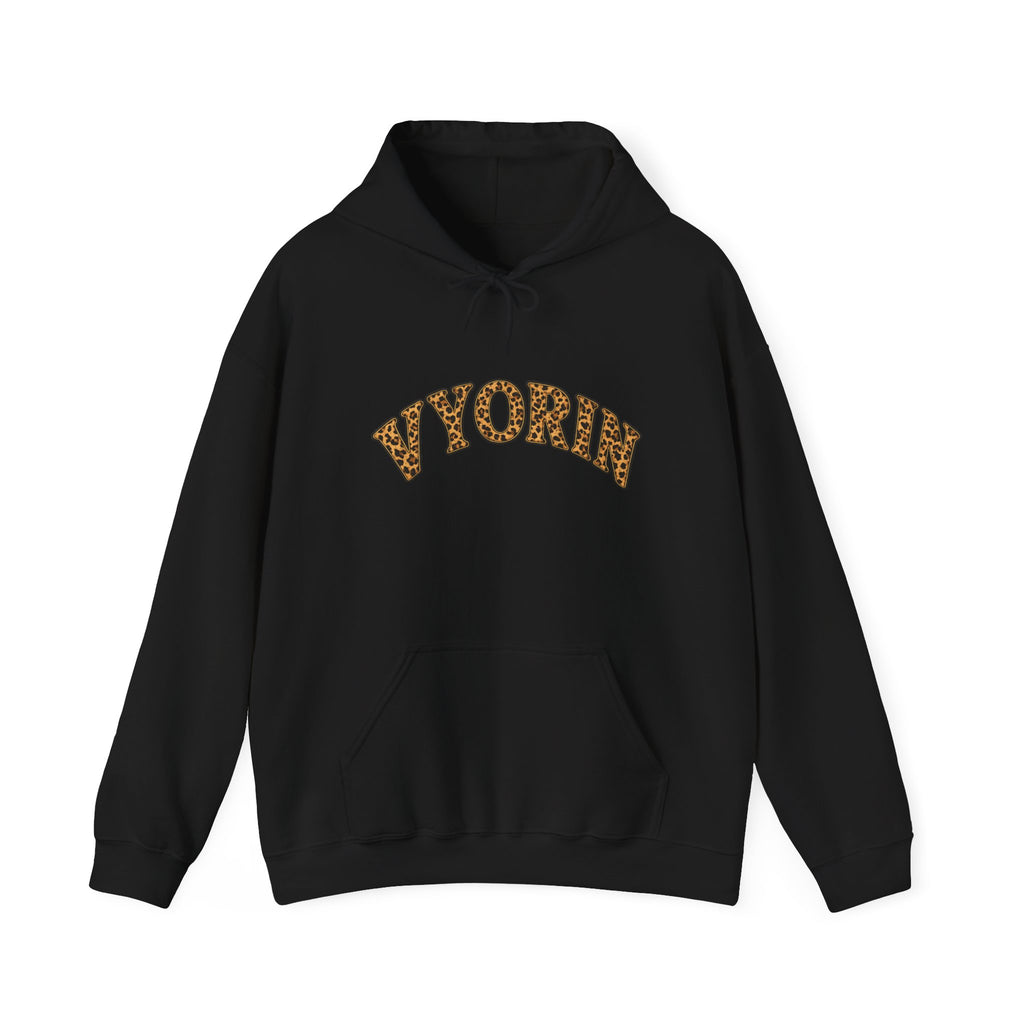 Vyorn Leopard Arch Hoodie — Vintage Animal Print Logo Sweatshirt