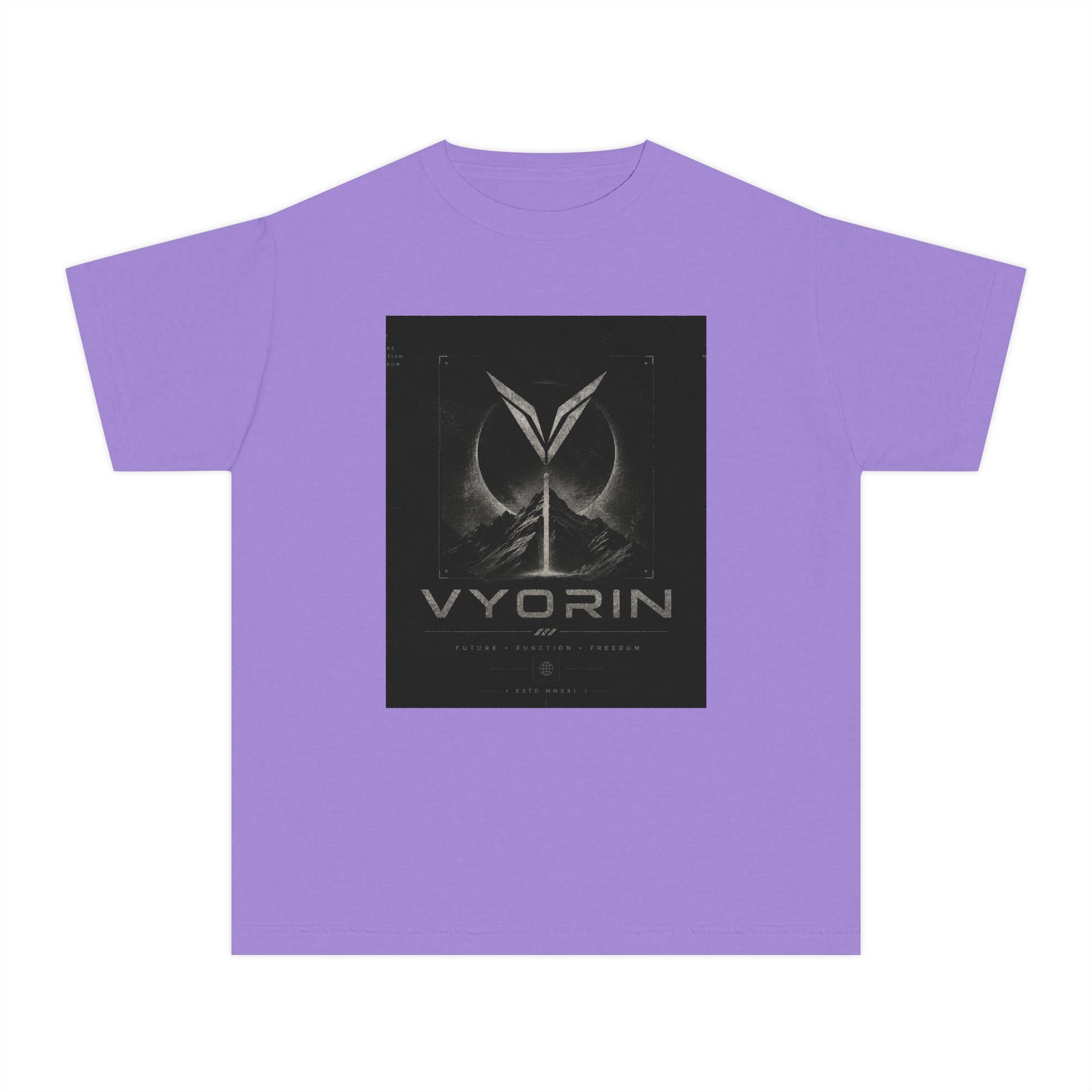 Vyorin Logo Youth Tee — Dark Sci‑Fi Emblem Graphic Shirt