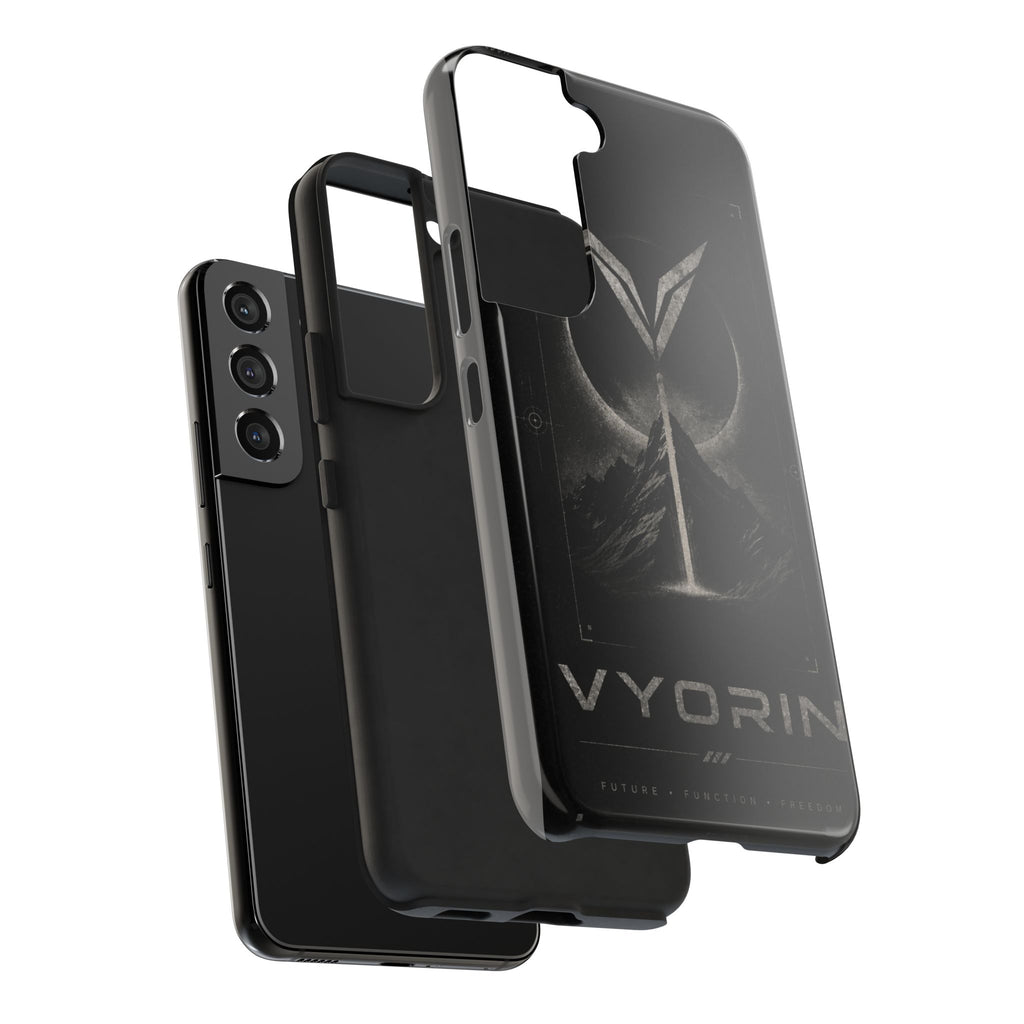 Vyorin Mountain Emblem Tough Phone Case — Dark Sci‑Fi Protection