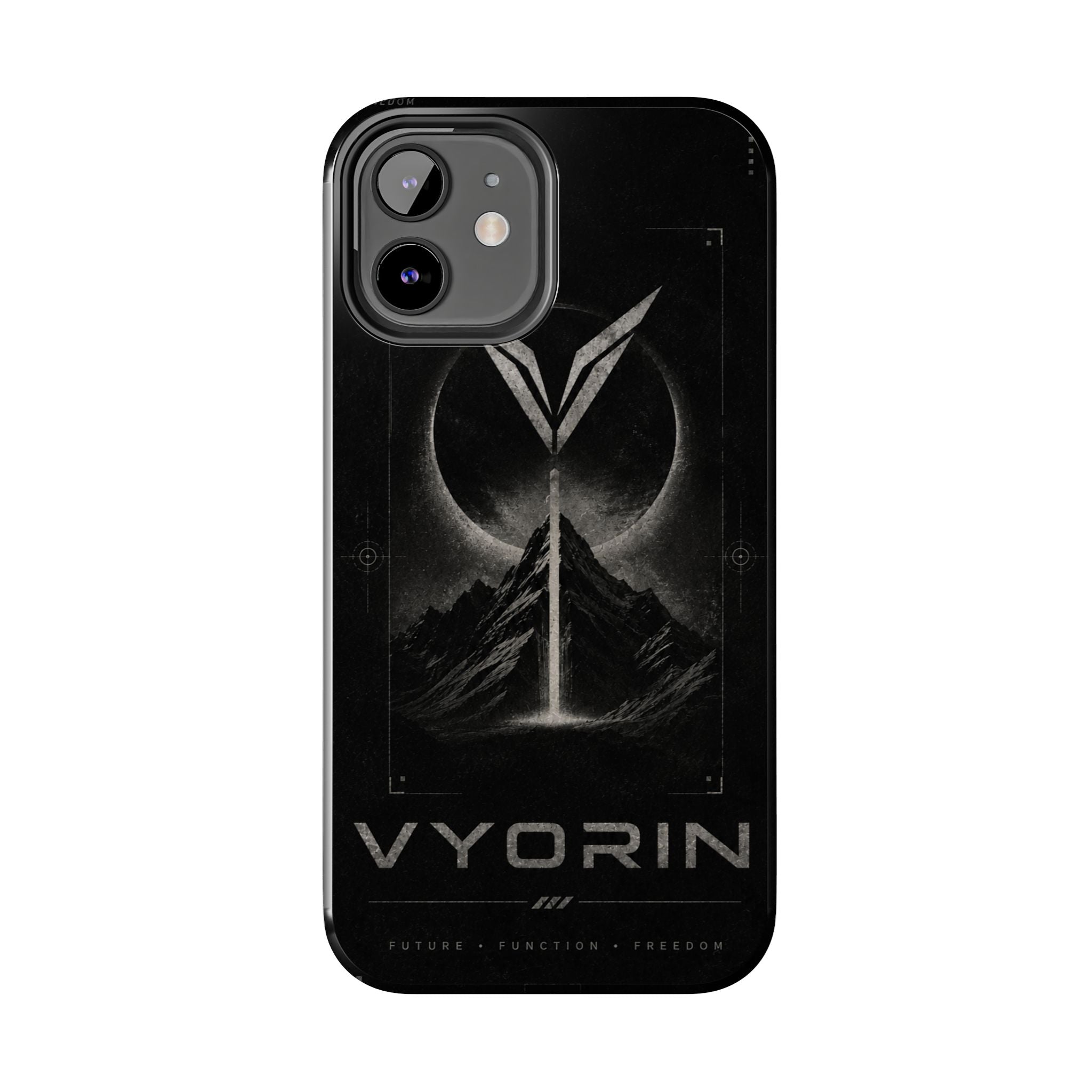 Vyorin Mountain Emblem Tough Phone Case — Dark Sci‑Fi Protection