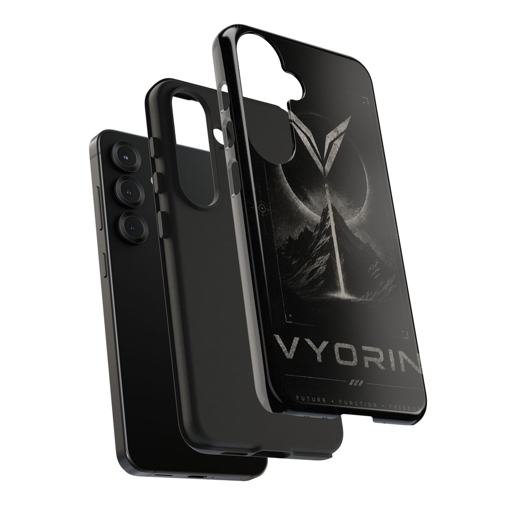 Vyorin Mountain Emblem Tough Phone Case — Dark Sci‑Fi Protection