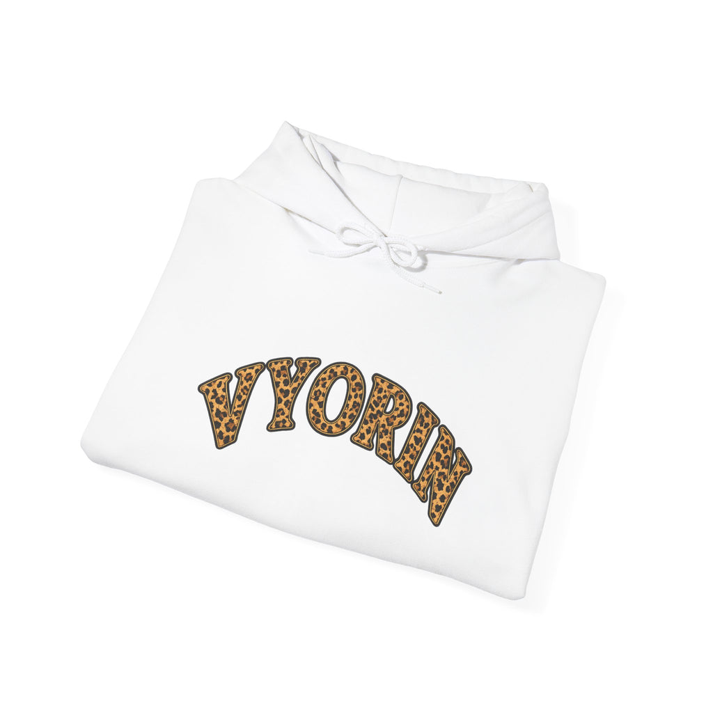 Vyorn Leopard Arch Hoodie — Vintage Animal Print Logo Sweatshirt