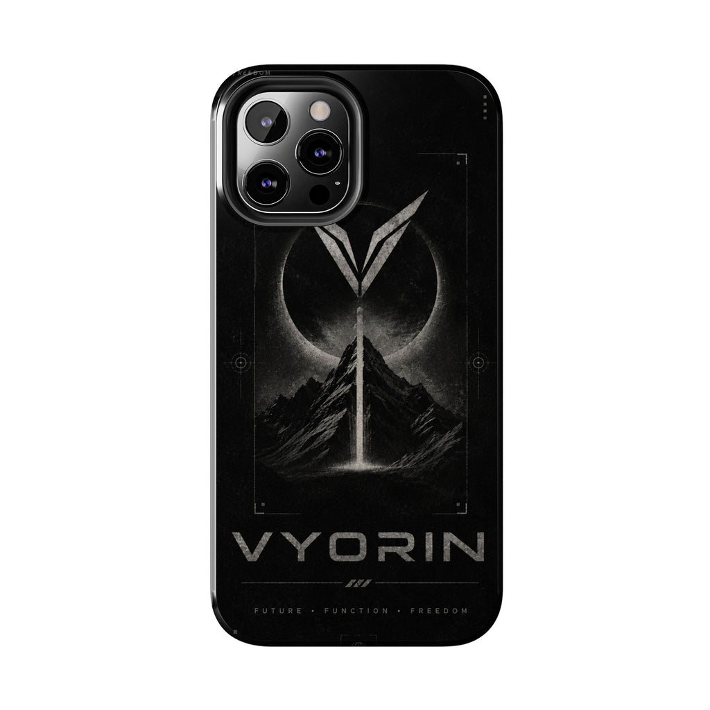 Vyorin Mountain Emblem Tough Phone Case — Dark Sci‑Fi Protection