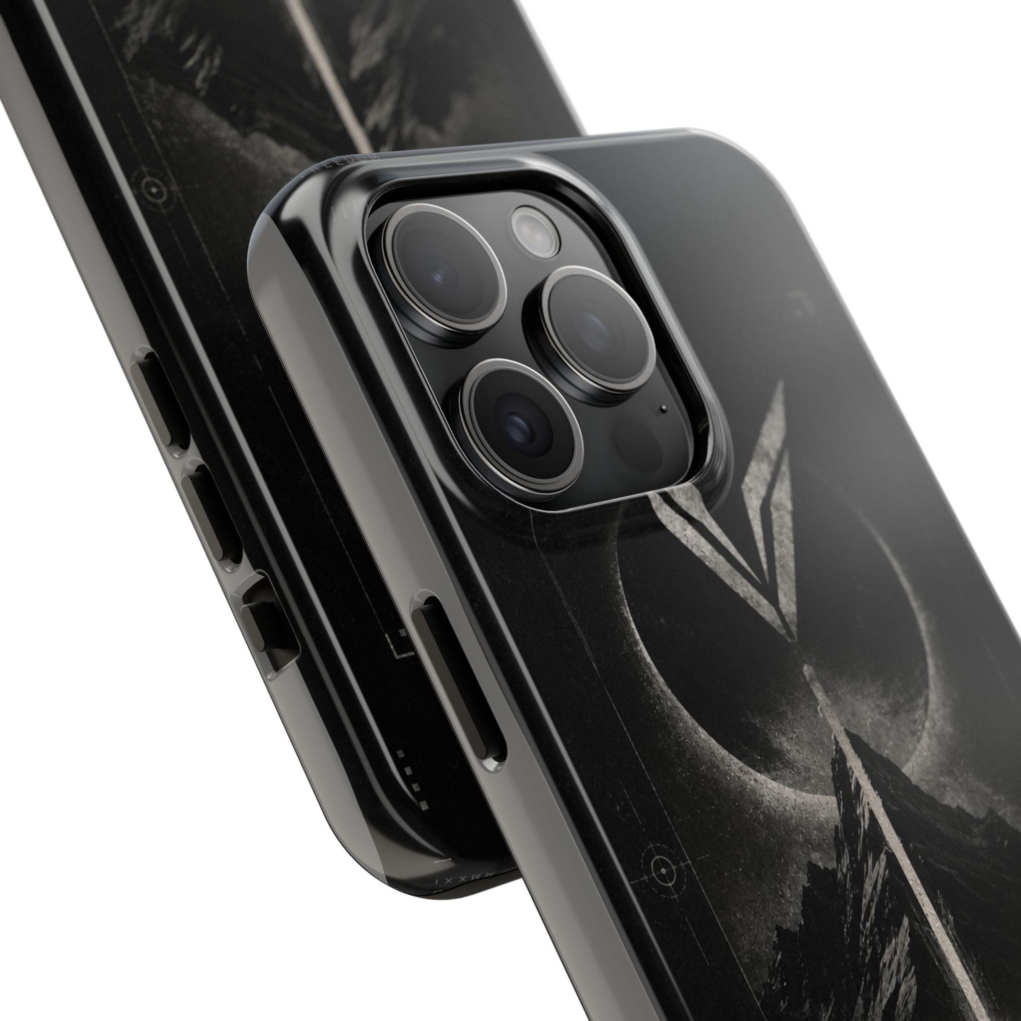 Vyorin Mountain Emblem Tough Phone Case — Dark Sci‑Fi Protection