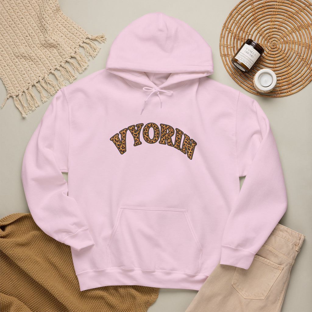 Vyorn Leopard Arch Hoodie — Vintage Animal Print Logo Sweatshirt