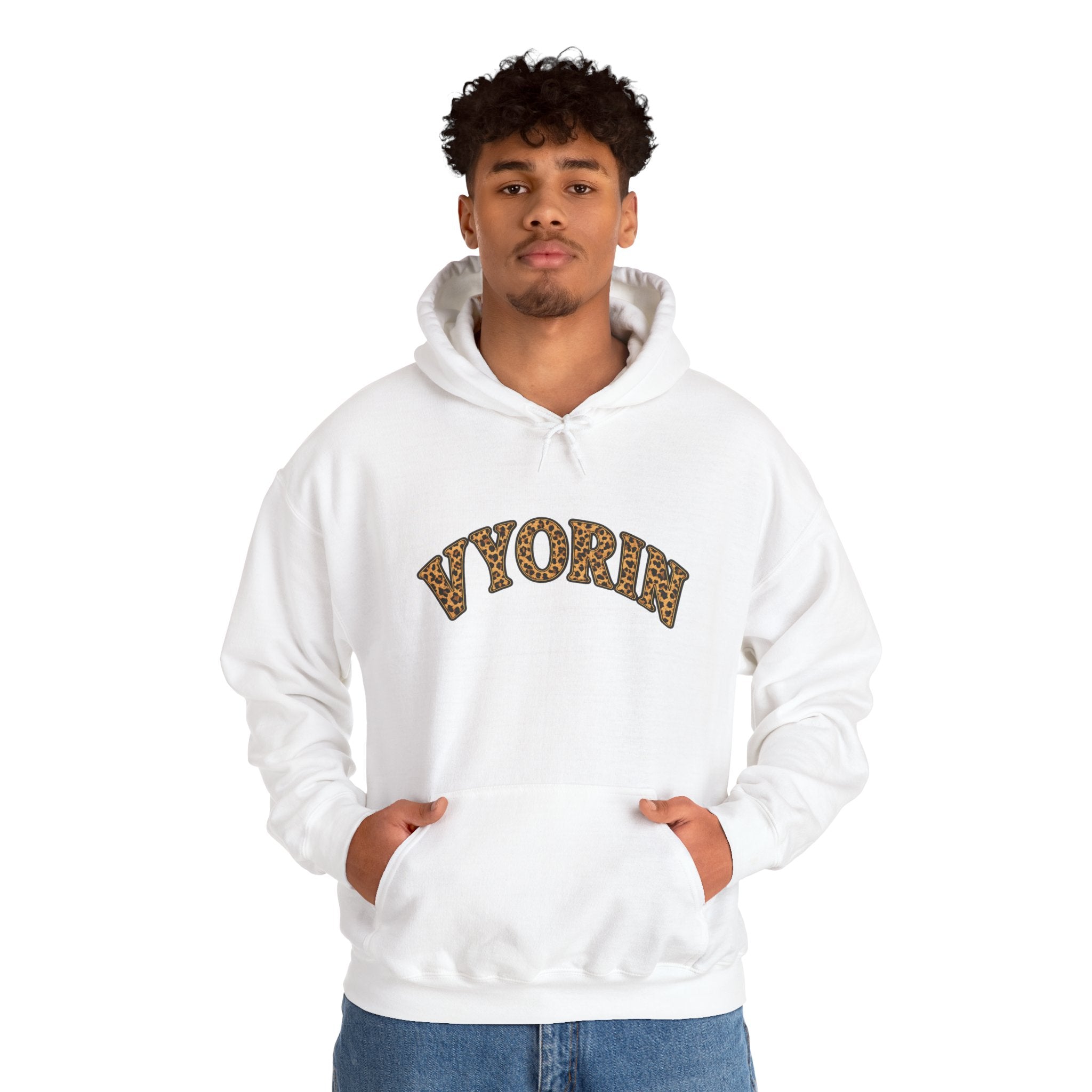 Vyorn Leopard Arch Hoodie — Vintage Animal Print Logo Sweatshirt