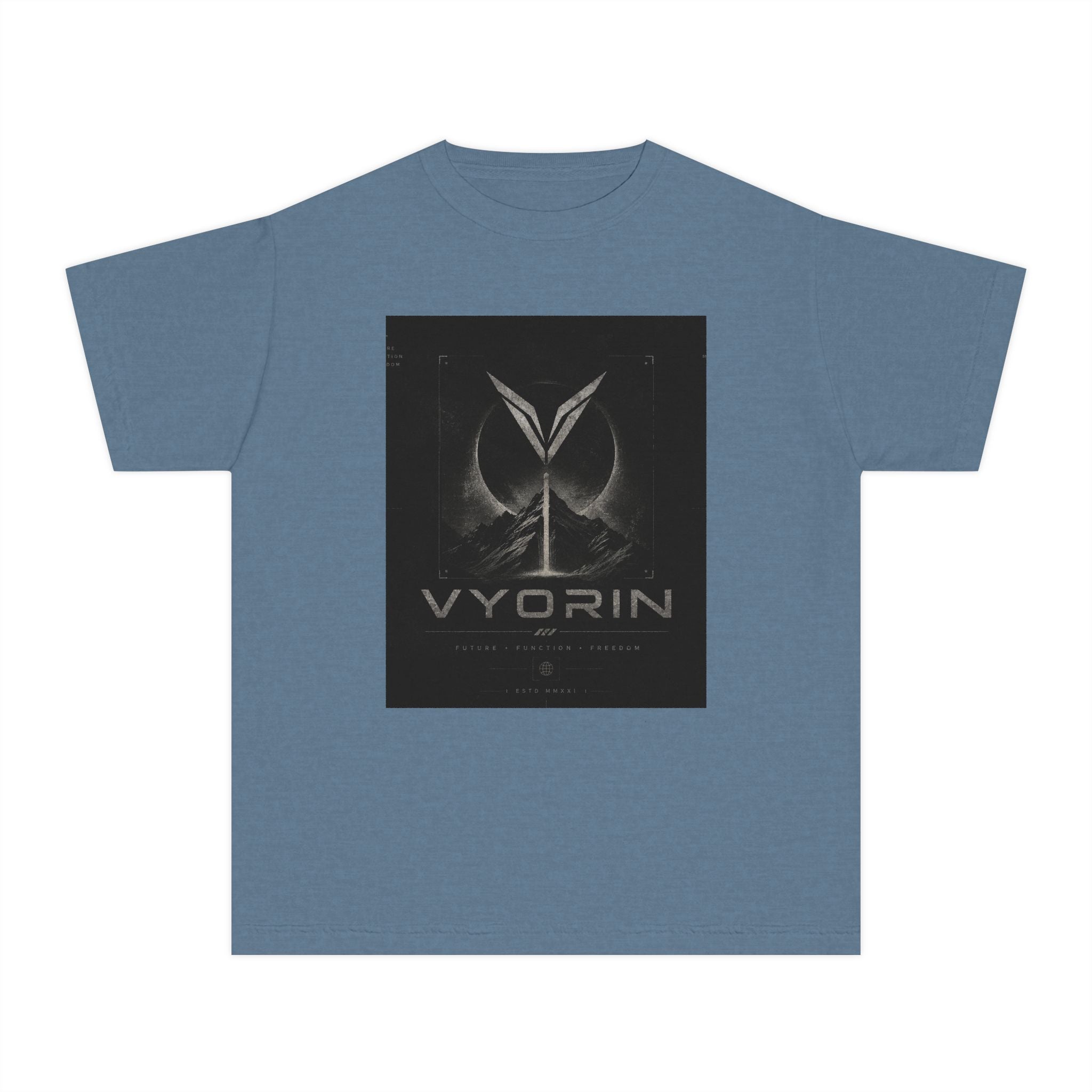 Vyorin Logo Youth Tee — Dark Sci‑Fi Emblem Graphic Shirt