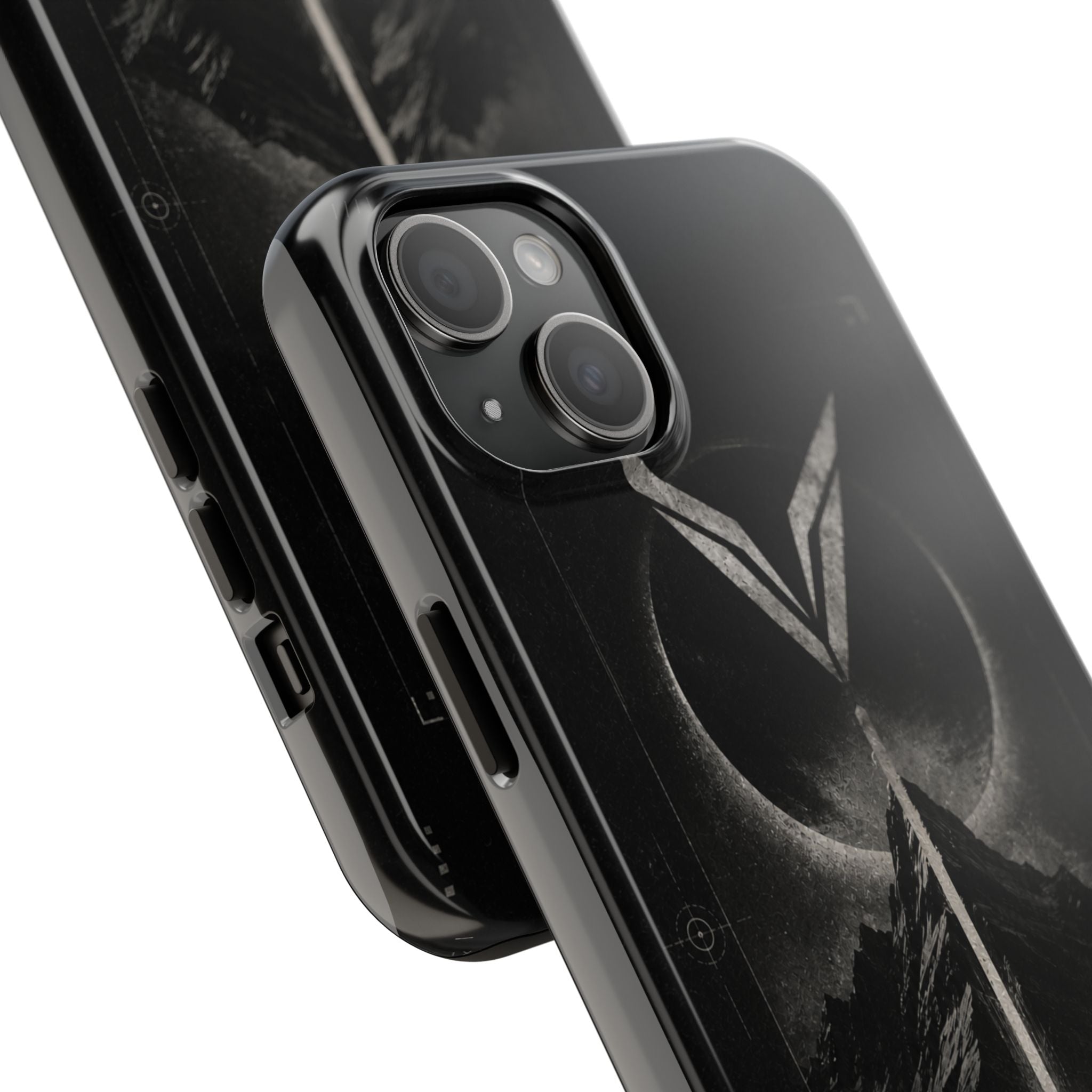 Vyorin Mountain Emblem Tough Phone Case — Dark Sci‑Fi Protection