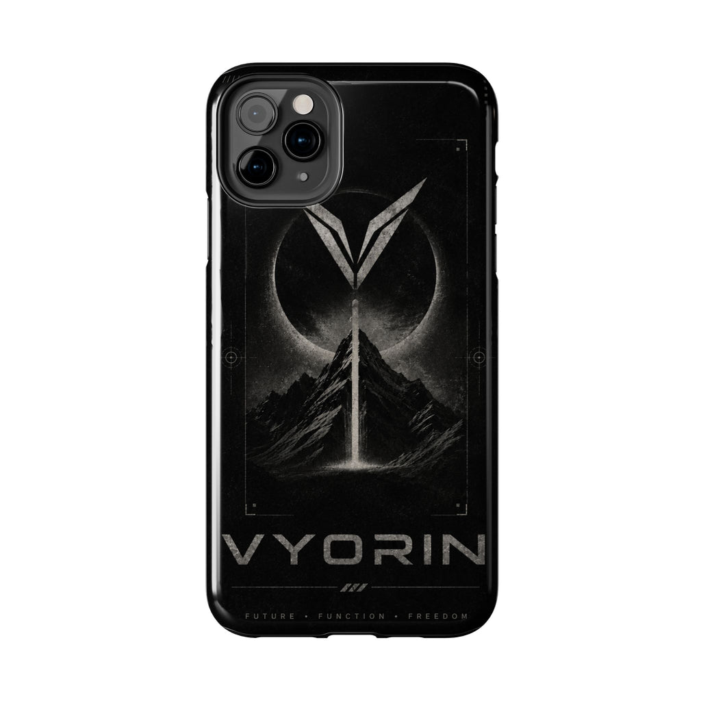 Vyorin Mountain Emblem Tough Phone Case — Dark Sci‑Fi Protection