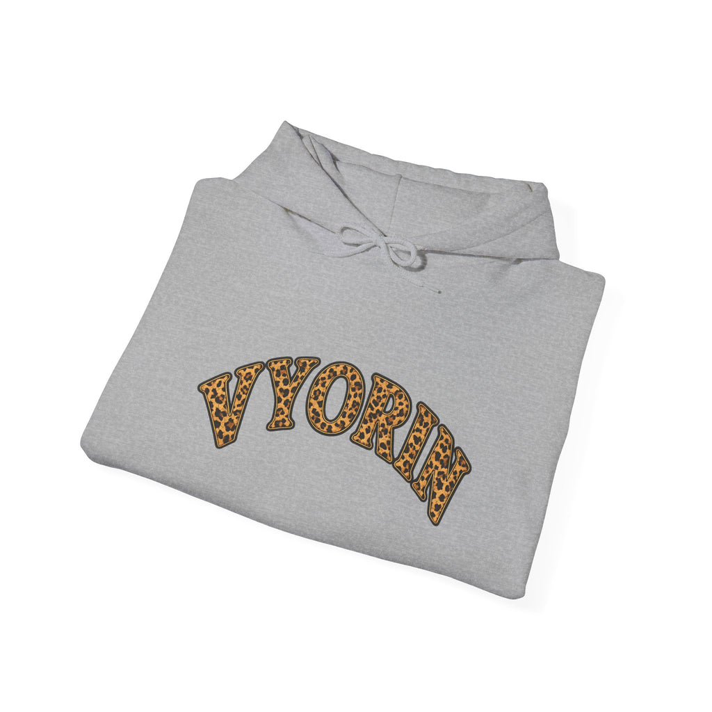 Vyorn Leopard Arch Hoodie — Vintage Animal Print Logo Sweatshirt