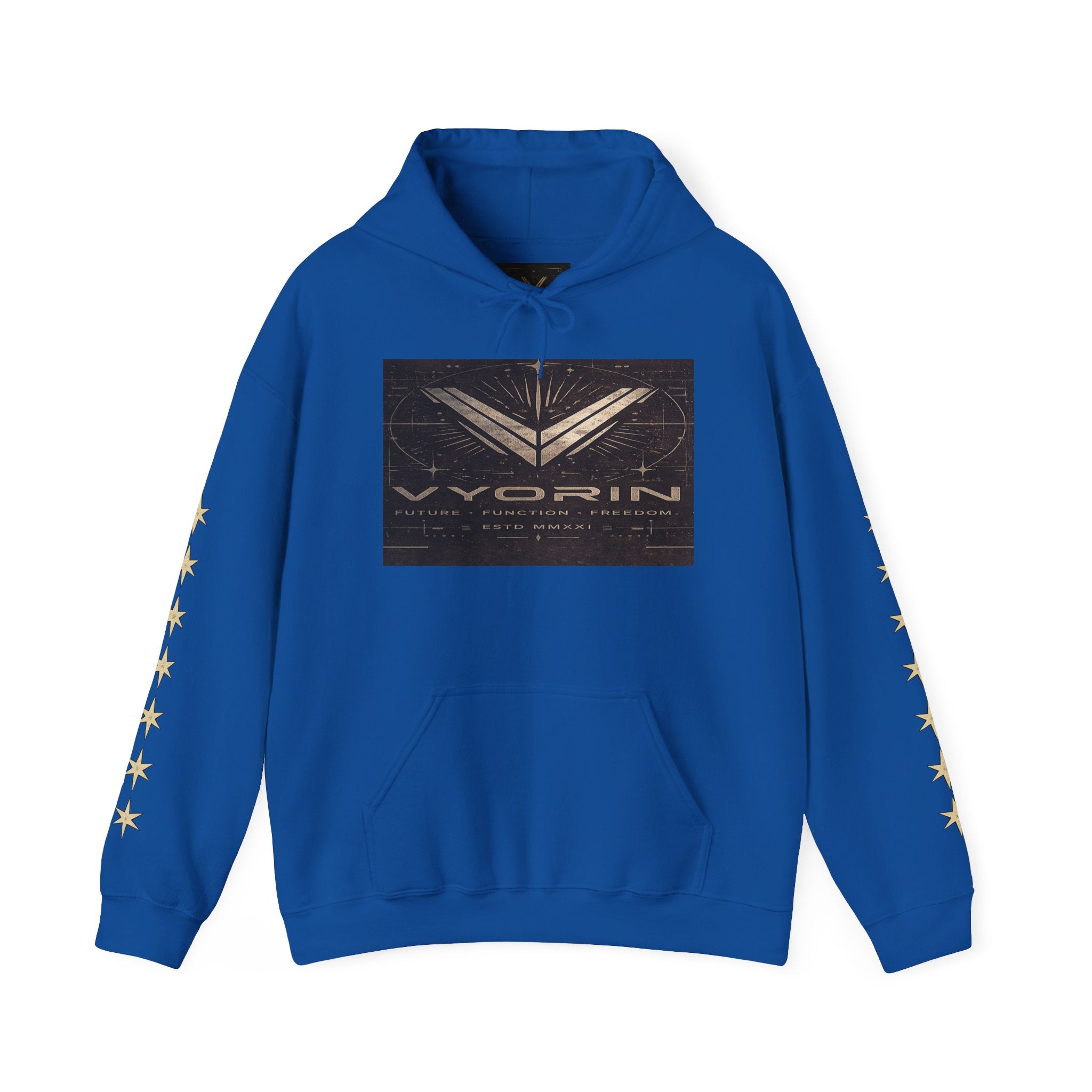 Vyorin Star Emblem Hoodie — Retro Sci‑Fi Logo Pullover