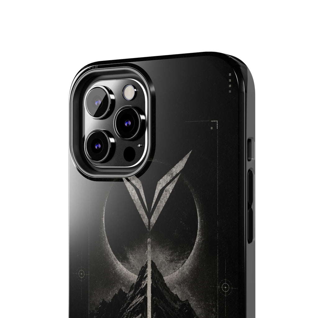 Vyorin Mountain Emblem Tough Phone Case — Dark Sci‑Fi Protection