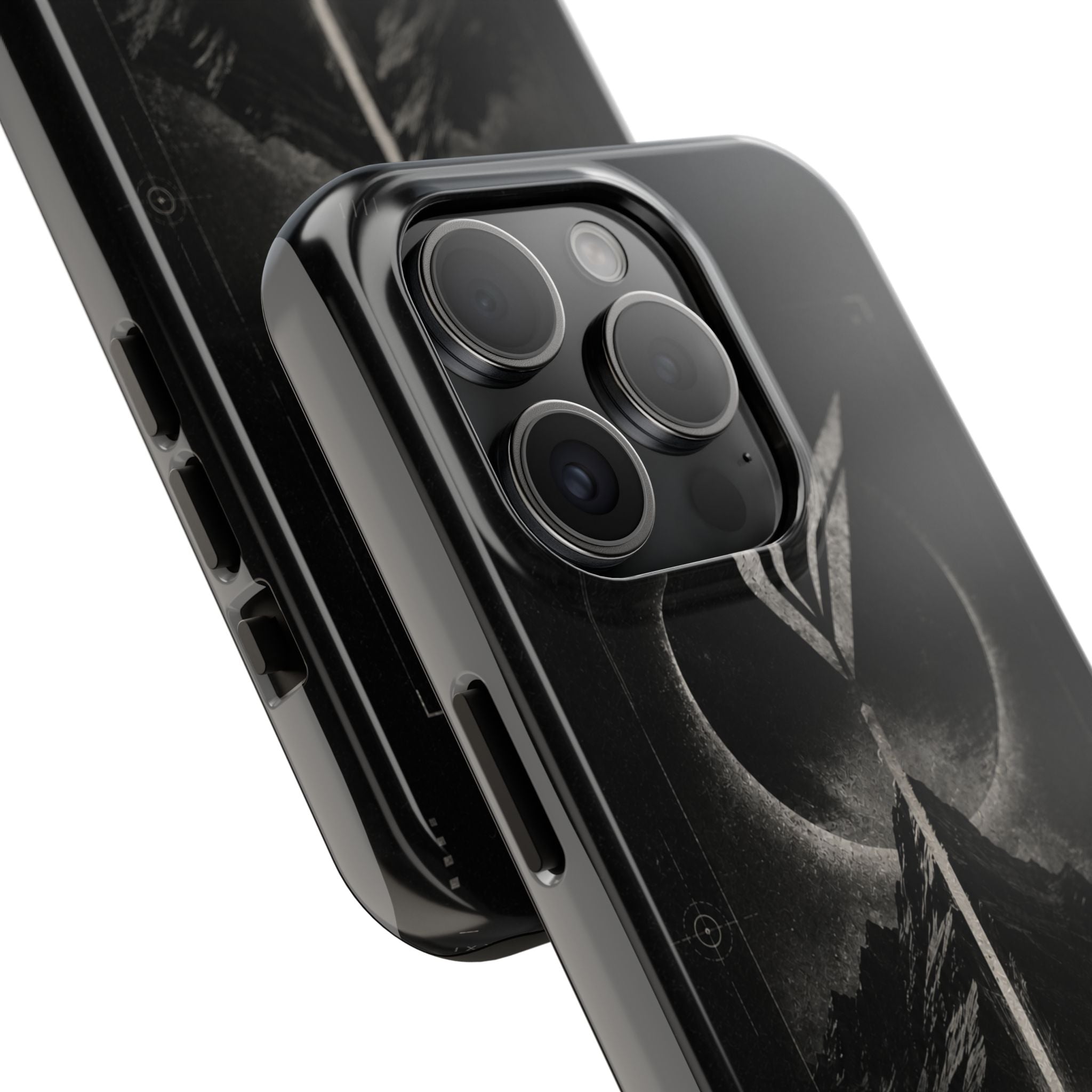 Vyorin Mountain Emblem Tough Phone Case — Dark Sci‑Fi Protection