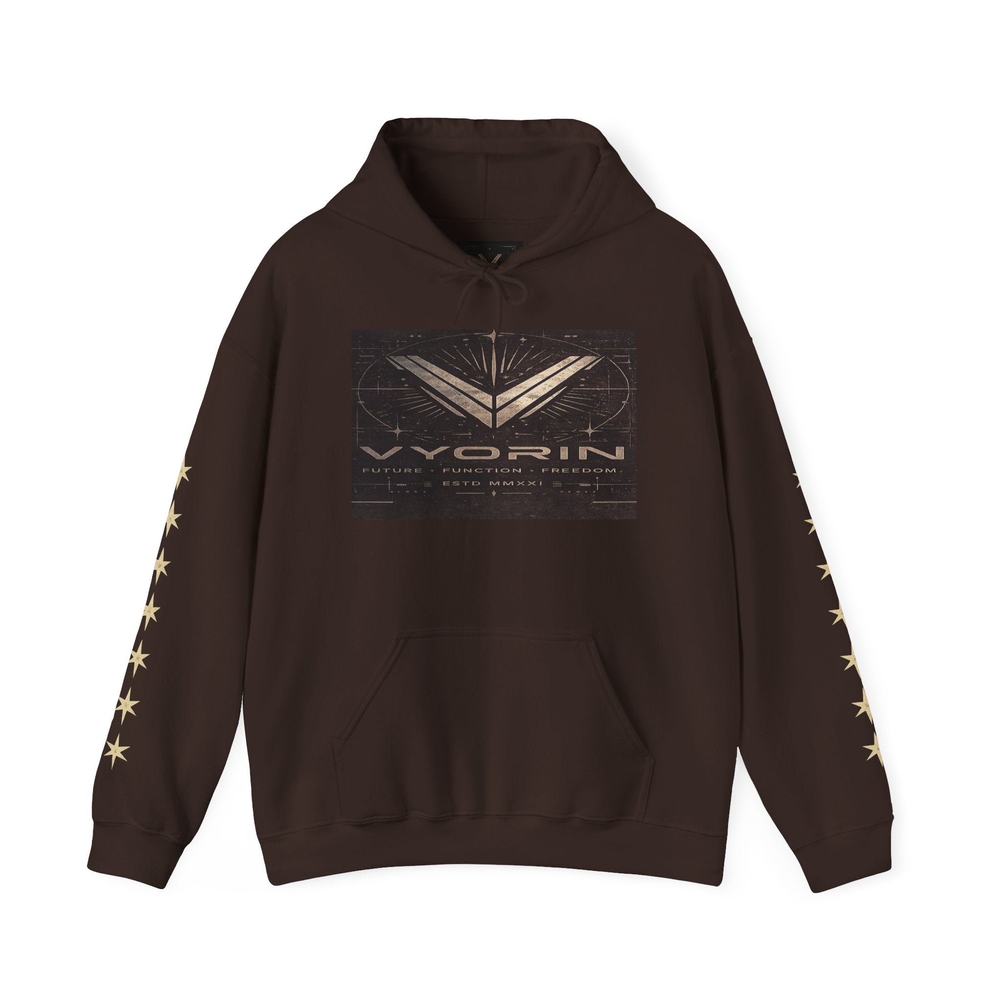 Vyorin Star Emblem Hoodie — Retro Sci‑Fi Logo Pullover