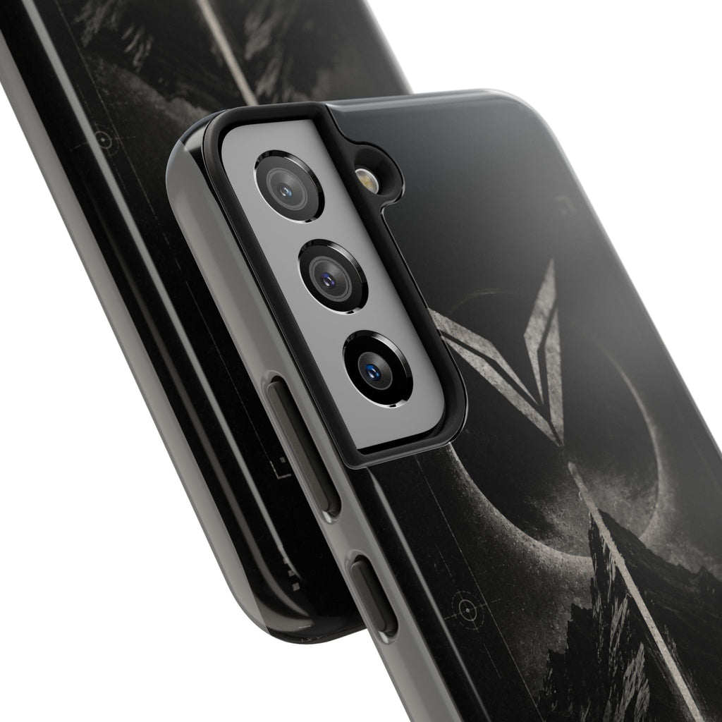 Vyorin Mountain Emblem Tough Phone Case — Dark Sci‑Fi Protection