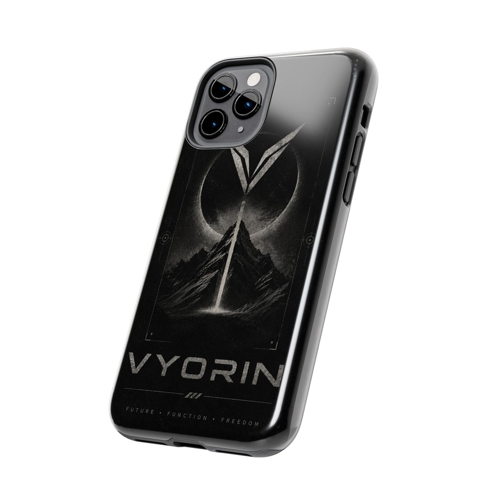 Vyorin Mountain Emblem Tough Phone Case — Dark Sci‑Fi Protection