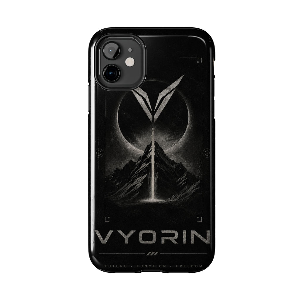 Vyorin Mountain Emblem Tough Phone Case — Dark Sci‑Fi Protection
