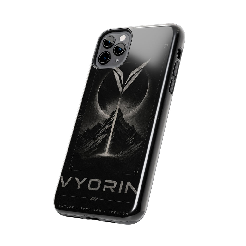 Vyorin Mountain Emblem Tough Phone Case — Dark Sci‑Fi Protection