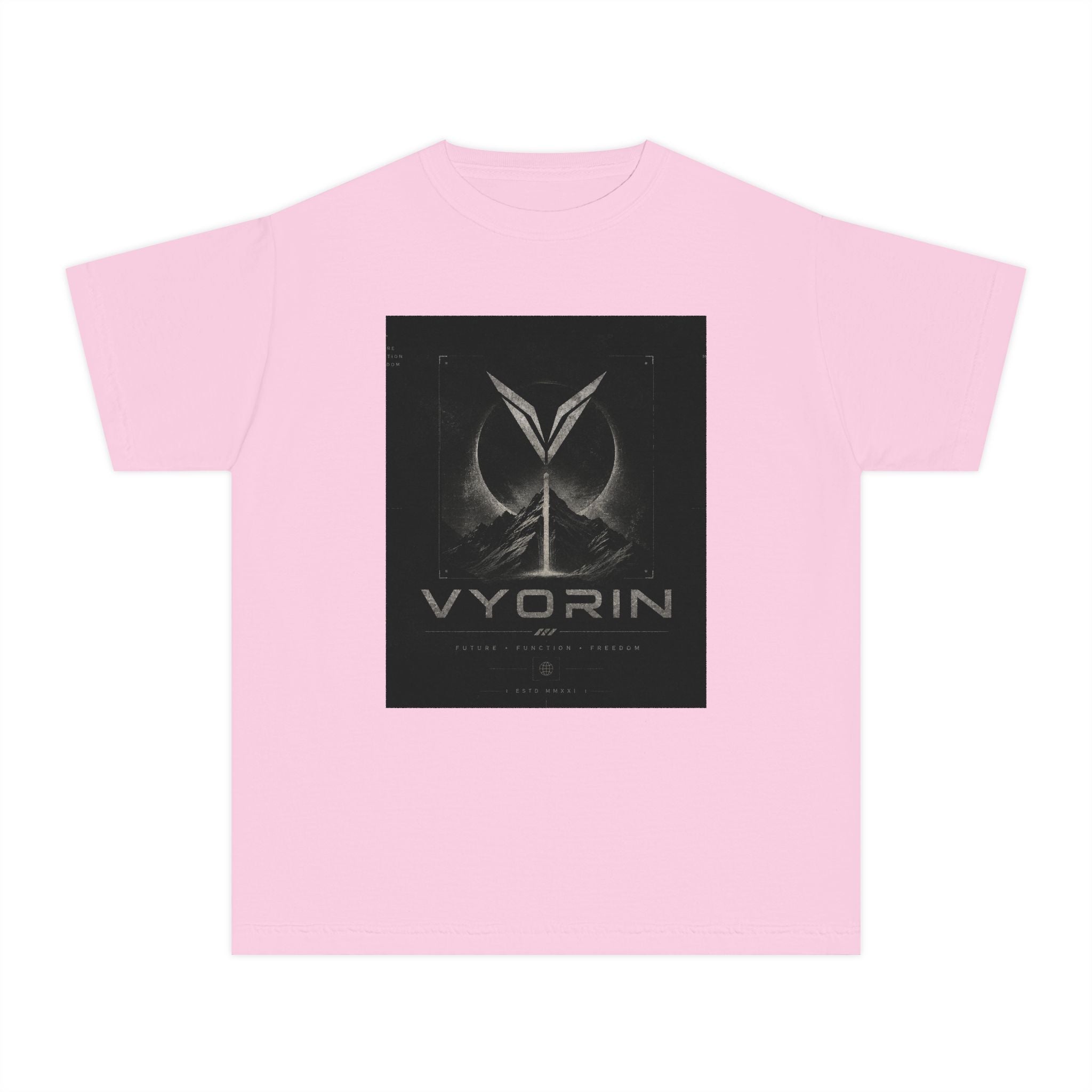 Vyorin Logo Youth Tee — Dark Sci‑Fi Emblem Graphic Shirt