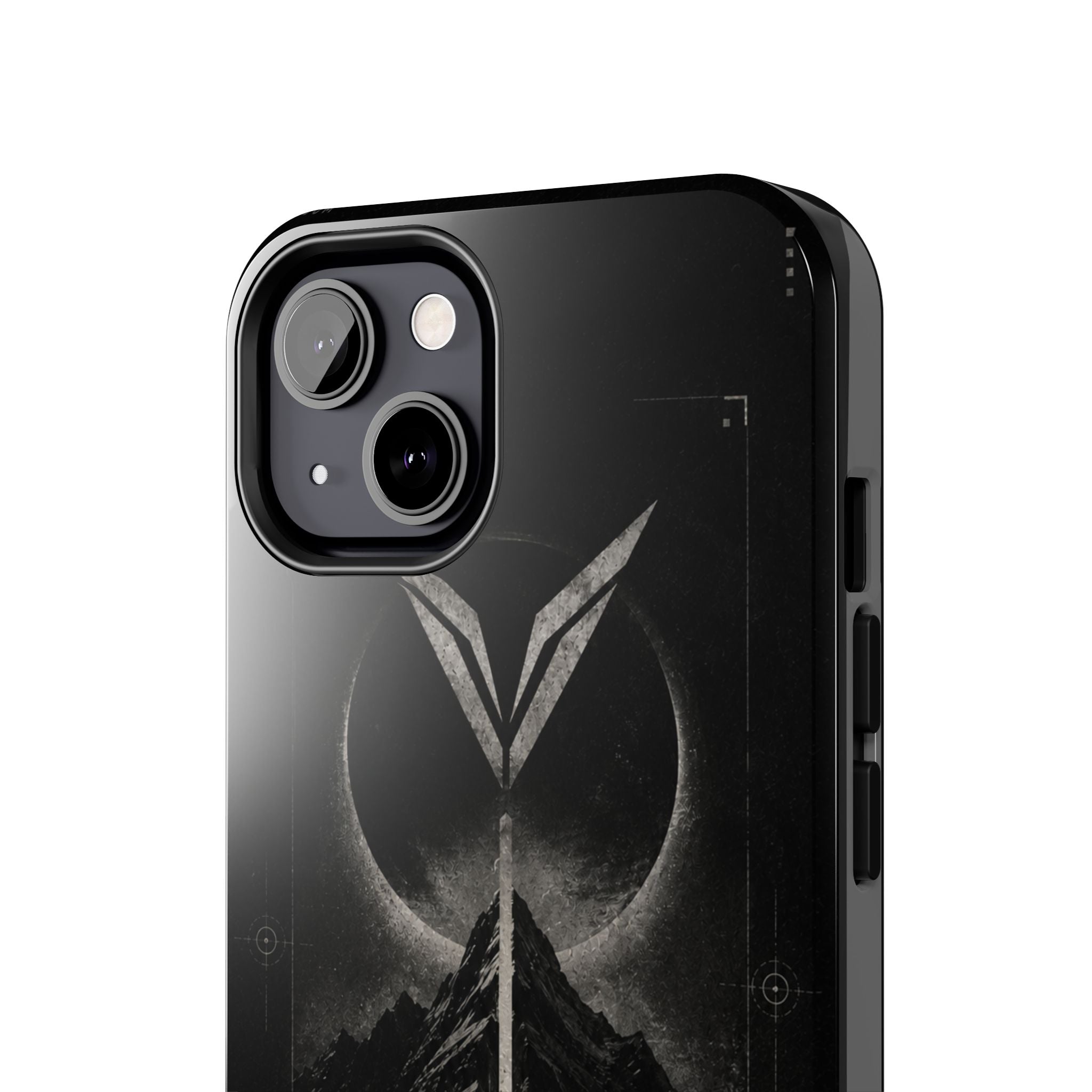 Vyorin Mountain Emblem Tough Phone Case — Dark Sci‑Fi Protection