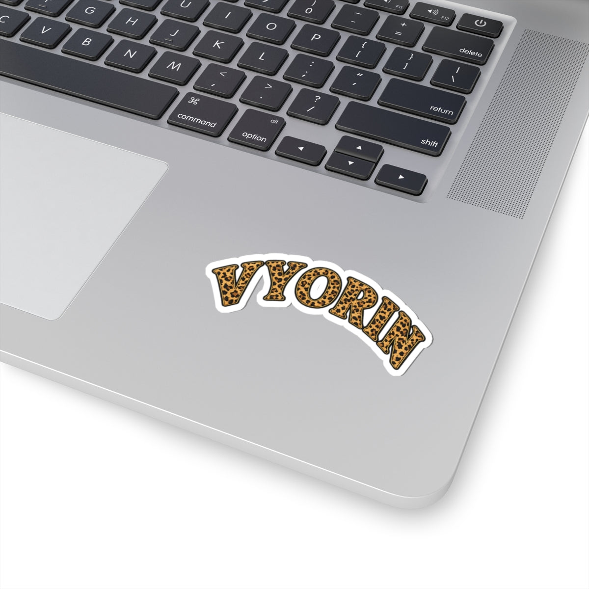 Leopard Print "VYORIN" Kiss-Cut Sticker — Arch Name Decal for Laptops & Water Bottles